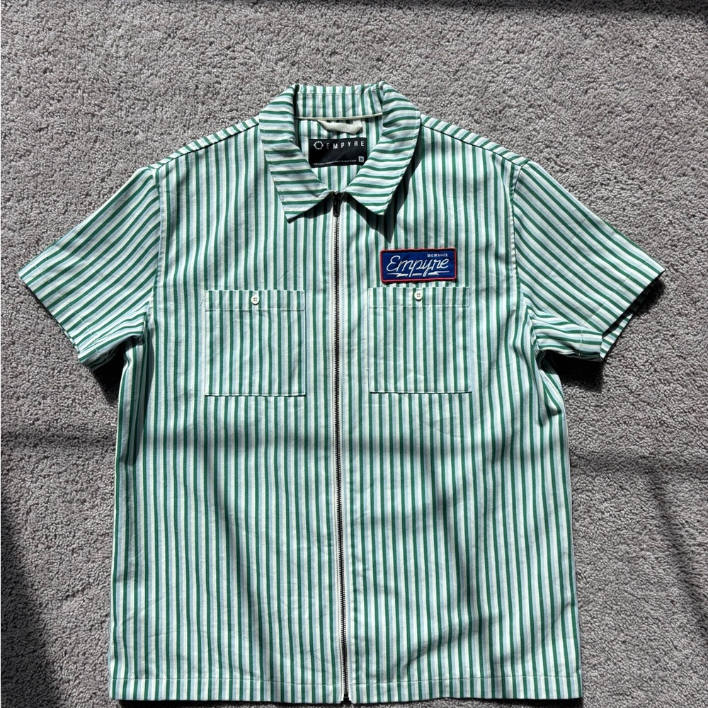 Empyre Mint and White Striped Casual Shirt